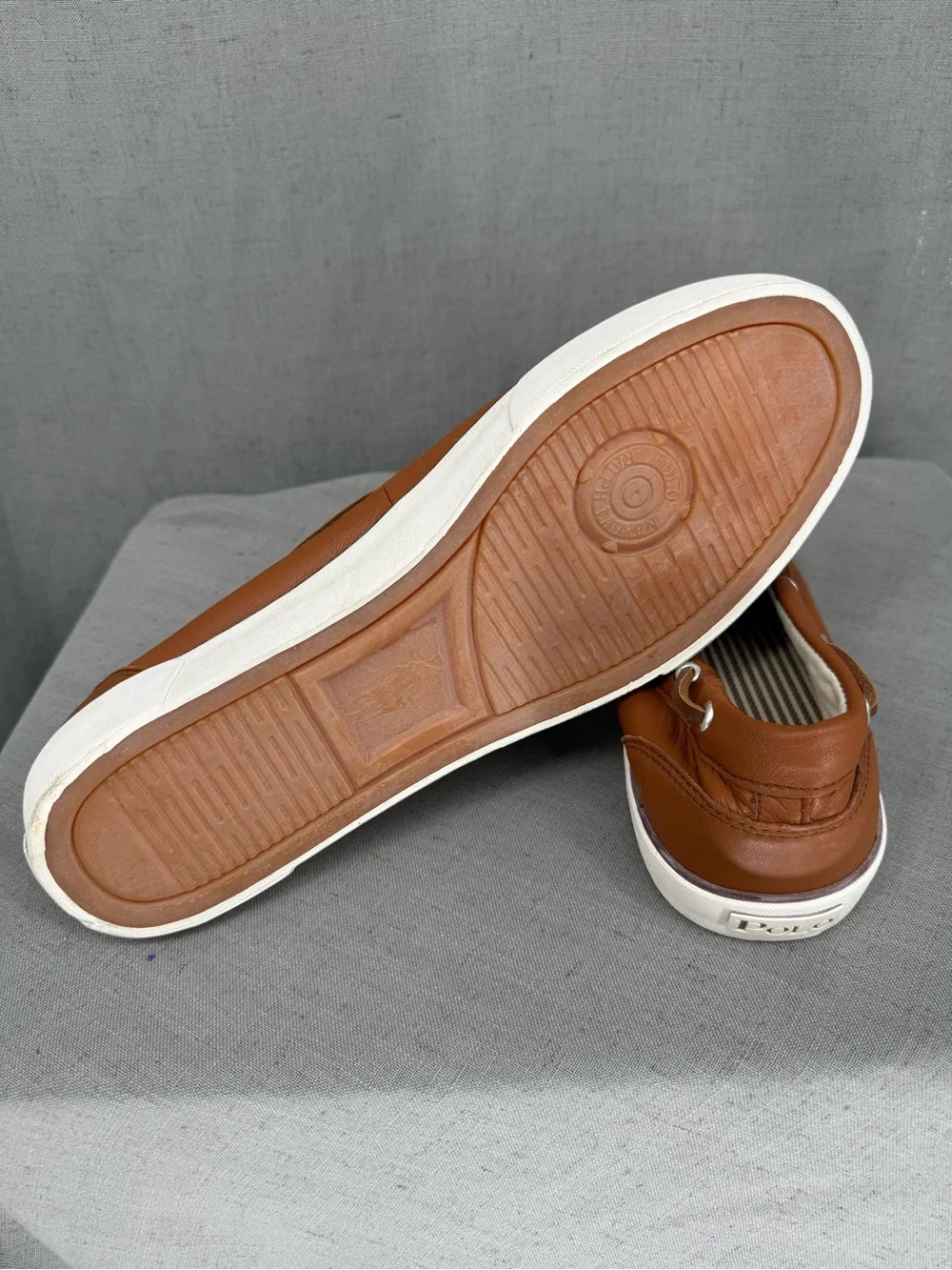 Polo Ralph Lauren Men's Bienne Oil Tumbled Leather Boat Shoes Tan US 13D